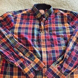 HAUPT Size Large Colorful Plaid Men's Shirt EUC